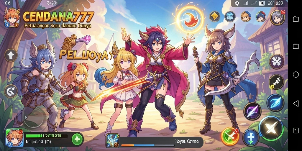 Tampilan gameplay CENDANA777 dengan pertarungan karakter Anime yang seru.