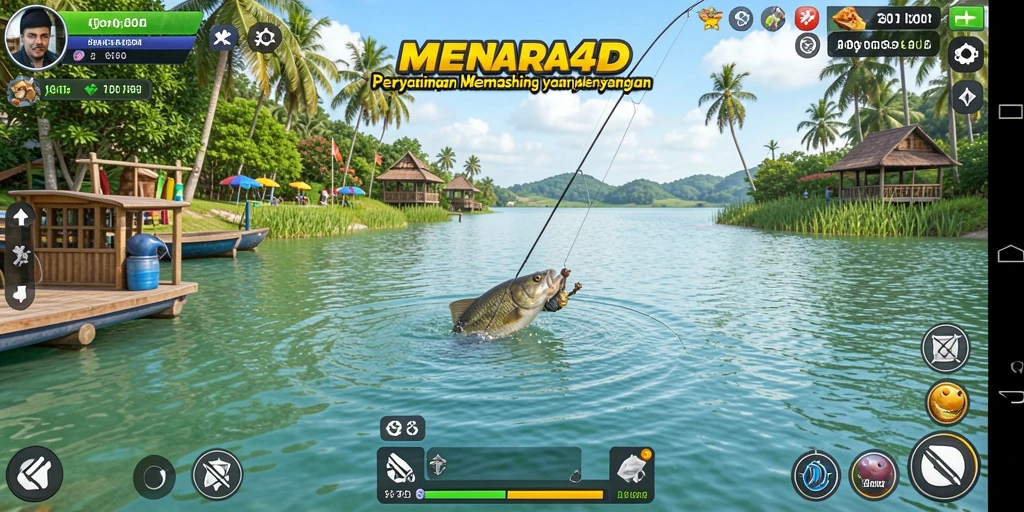 Tampilan gameplay dari MENARA4D saat memancing yang menyenangkan.