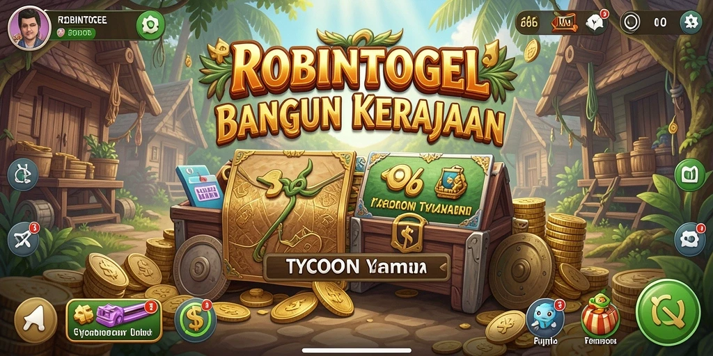 Screenshot gameplay Tycoon di ROBINTOGEL menunjukkan cara membangun bisnis secara strategis.